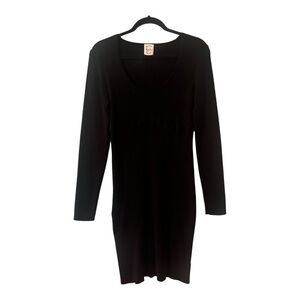 Hippie Rose Stretch Ribbed Black Above the Knee Dress